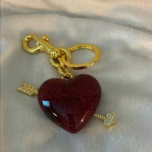 Heart Arrow Keychain with Gold Hardware & Rhinestones NWOT